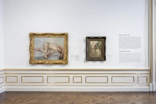 ein barocker Ausstellungsraum mit Bildern an der Wand