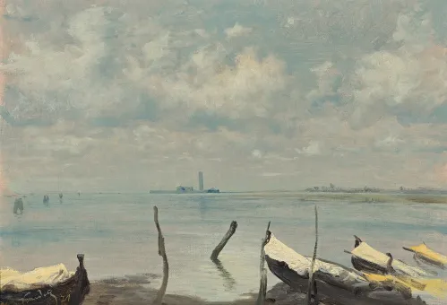 Blick von Mestre auf Venedig (Lagunenlandschaft)