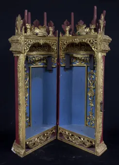 18. Jhdt.  Holz, vergoldet, Textil