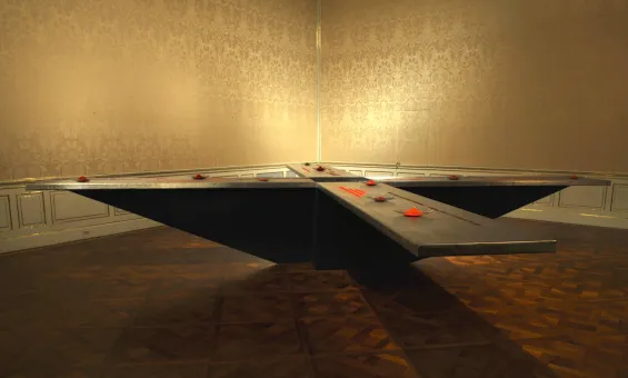 Stahl, Blei, Pigment  670 x 70 x 70 cm