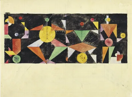 Pencil, watercolour and ink on squared paper,  21.5 × 29 cm  