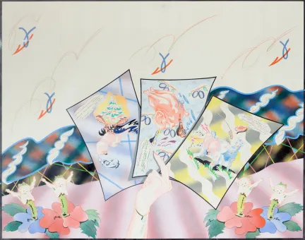 Mixed media on cardboard, 110,5 x 140 cm  