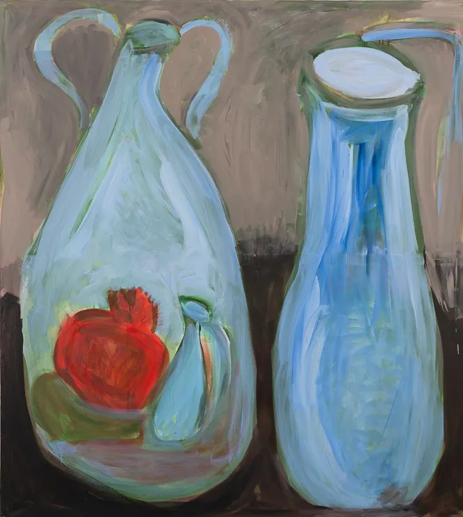 Acrylgemälde mit zwei Wasserkaraffen