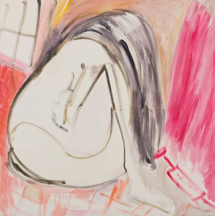 Sitzender Frauenkörper, in einer Dreiecksform