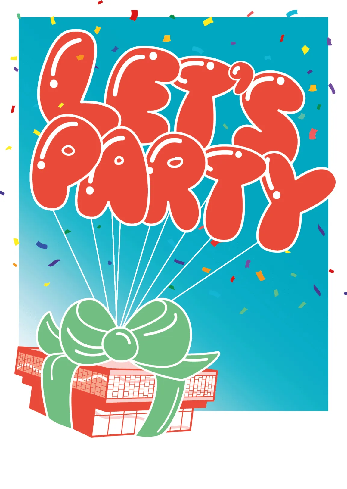 GIF mit Belvedere, Schleife und Konfetti