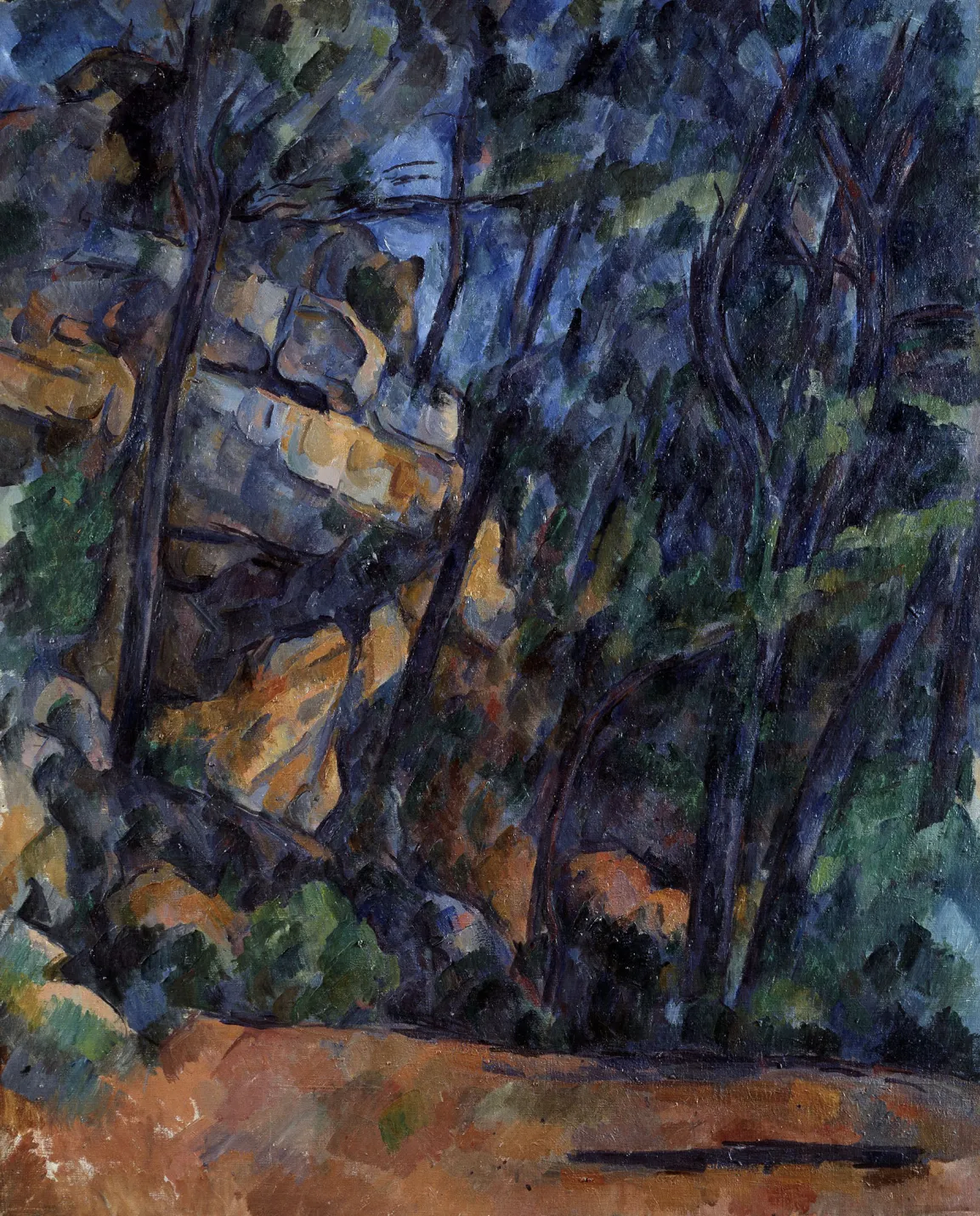Paul Cézanne, Felsen und Bäume im Park des Château Noir, um 1904