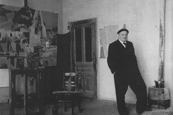 Boeckl mit schwarzem Anzug beim Ofen, 1952