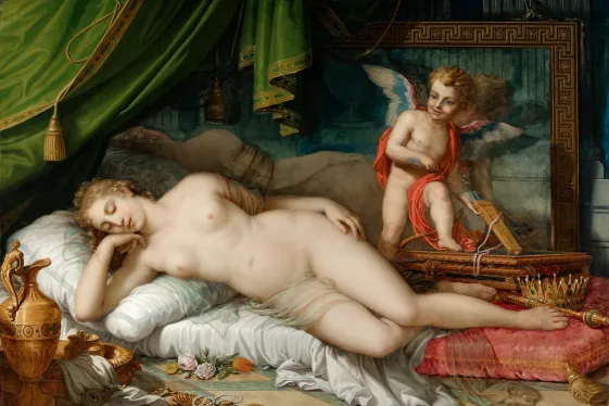Johann Baptist Lampi der Jüngere, Die schlafende Venus vor dem Spiegel mit dem Amor, 1826