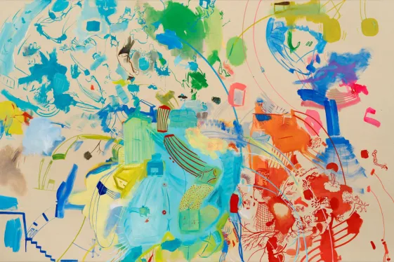 Sue Williams, Couch size with T.V., 2016