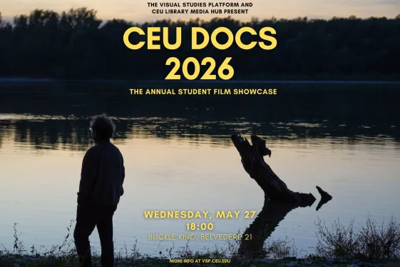 Sujet 2026 für das Annual Showcase der CEU - Eine Personen an einem See bei Sonnenuntergang
