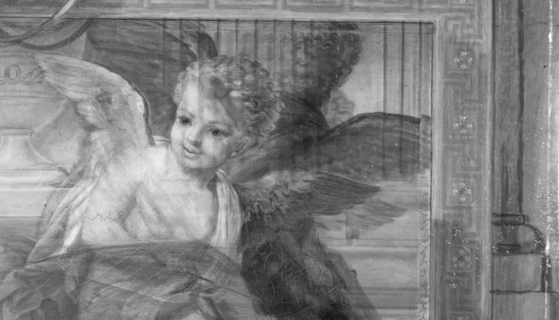 Infrared reflectography of Johann Baptist Lampi the Younger, Venus Sleeping on a Day Bed, 1826 (detail)