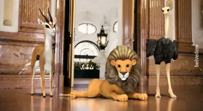 Virtuelle Tiere Fantastic Palastics auf einer Mission im Oberen Belvedere