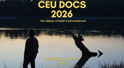 Sujet 2026 für das Annual Showcase der CEU - Eine Personen an einem See bei Sonnenuntergang