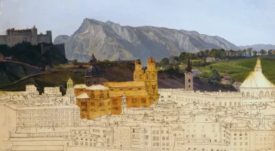 Öl, Bleistift, Tusche auf Papier, auf Holz  aufgezogen 43,5 x 53,5 cm