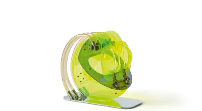 iron, chromed, Plexiglas  45 x 40 x 50 cm