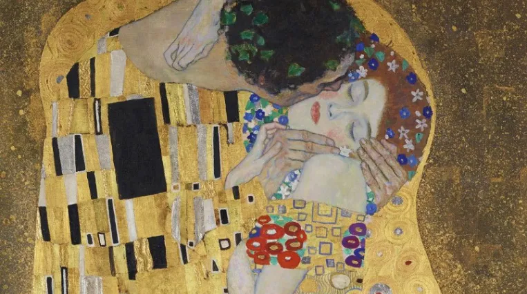 Detailansicht "Kuss" von Gustav Klimt